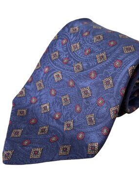 LIBERTY OF LONDON 100% Silk Paisley with Medallion Pattern Tie in Navy Blue